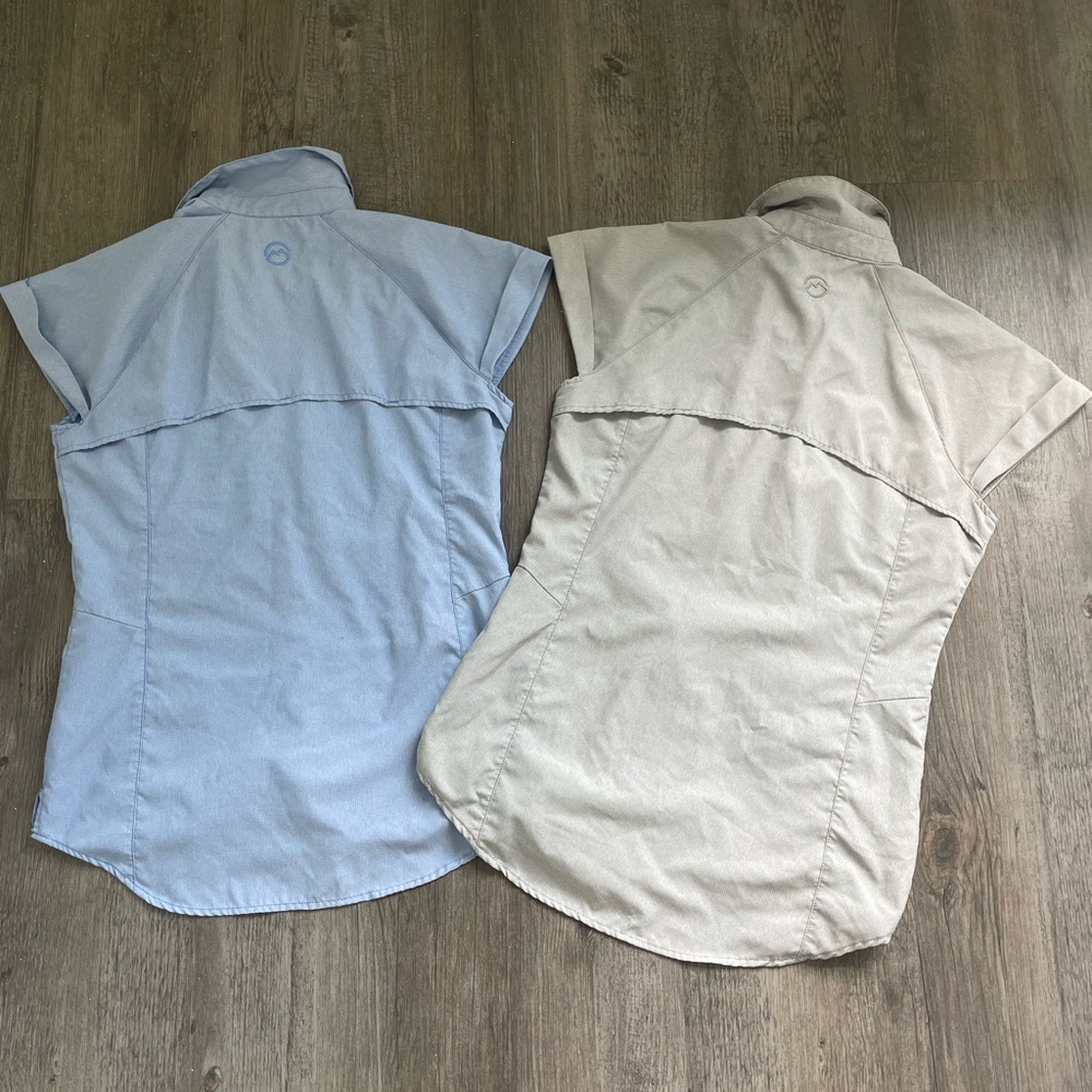 Magellan Outdoors Women Button Down Fishing Shirts Blue Gray Outdoor Pocket Zip - Picture 3 of 3